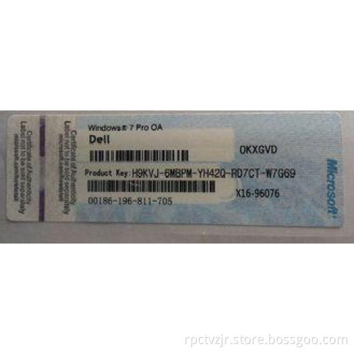 COA Label Windows Product Key Sticker For Windows 7 Pro OA
